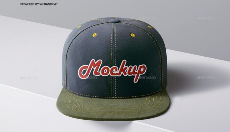 موکاپ کلاه کپ از زاویه بالا   Snapback Cap Mockup