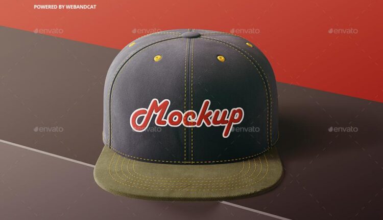 موکاپ کلاه کپ از زاویه بالا   Snapback Cap Mockup