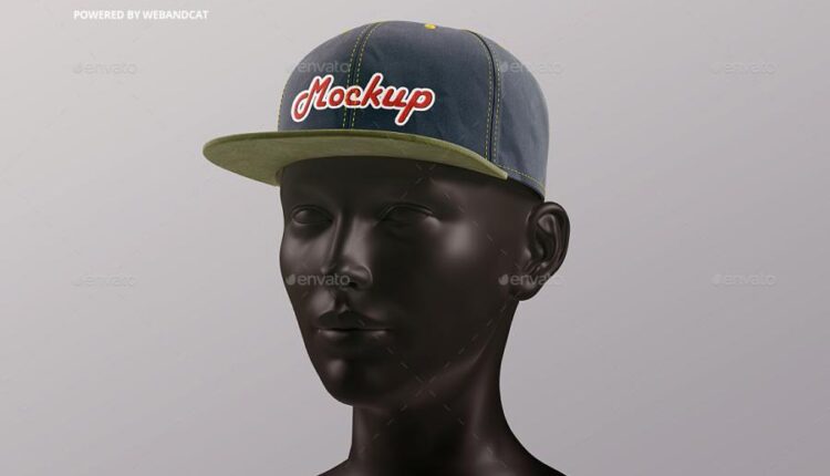 موکاپ کلاه کپ از زاویه بالا   Snapback Cap Mockup