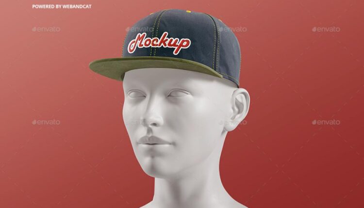 موکاپ کلاه کپ از زاویه بالا   Snapback Cap Mockup