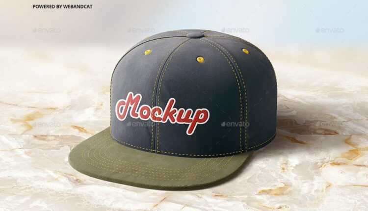 موکاپ کلاه کپ از زاویه بالا   Snapback Cap Mockup