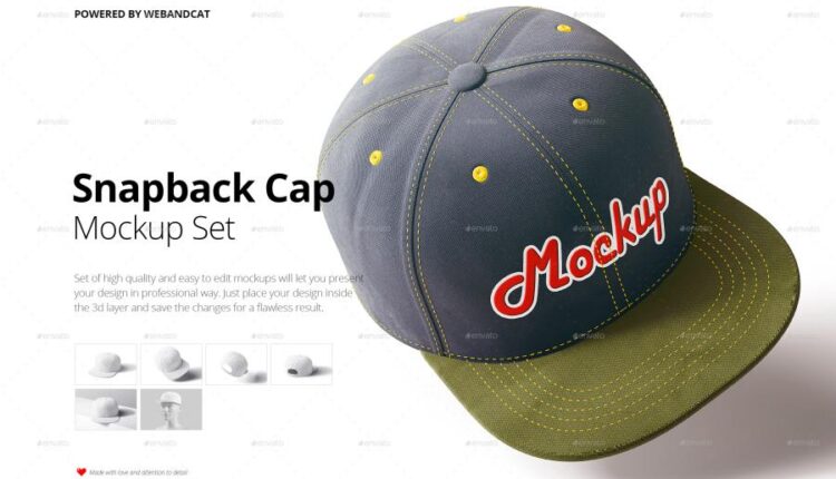 موکاپ کلاه کپ از زاویه بالا   Snapback Cap Mockup