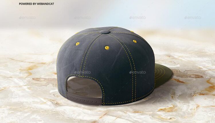 موکاپ کلاه کپ از زاویه بالا   Snapback Cap Mockup