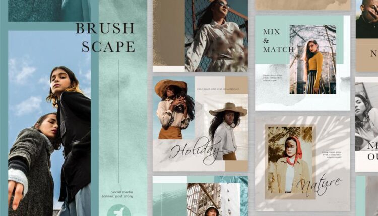 قالب های آماده شبکه اجتماعی اینستاگرام   Brush scape social media