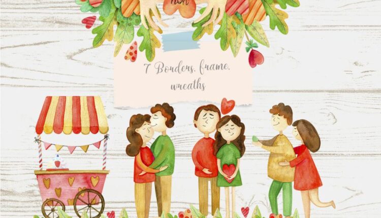 عکس PNG آبرنگی روز ولنتاین   Valentines Day Watercolor