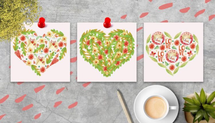 عکس PNG آبرنگی روز ولنتاین   Valentines Day Watercolor