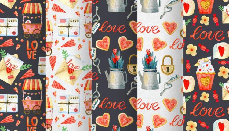 عکس PNG آبرنگی روز ولنتاین   Valentines Day Watercolor