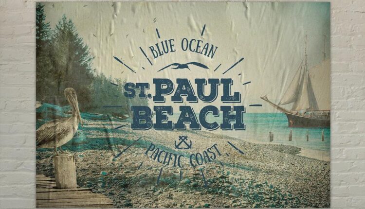 10 موکاپ پوستر چسبیده به دیوار   Glued Poster Mockup