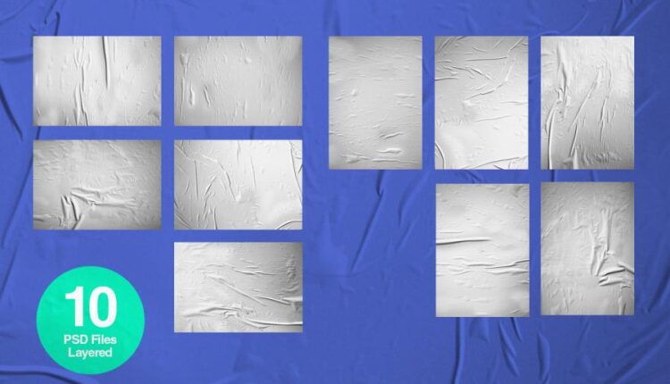 10 موکاپ پوستر چسبیده به دیوار   Glued Poster Mockup