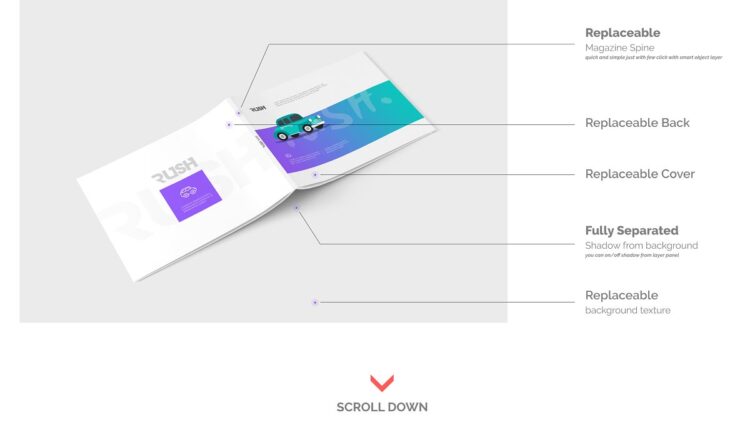 موکاپ مجله و کاتالوگ افقی   Magazine Mock Up