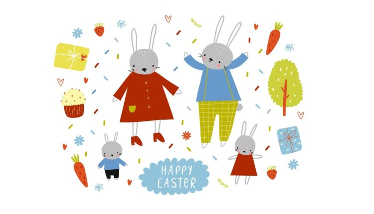 وکتور تصویرسازی شده خرگوش   Happy Vector Set With Bunny
