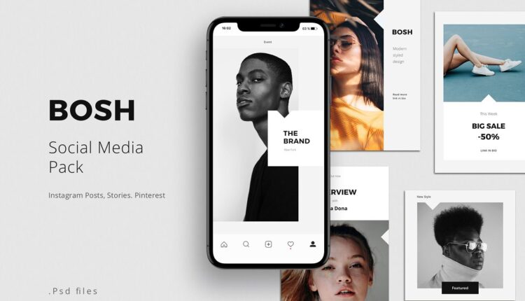 قالب پست و استوری اینستاگرام بوش   Bosh Social Media Pack
