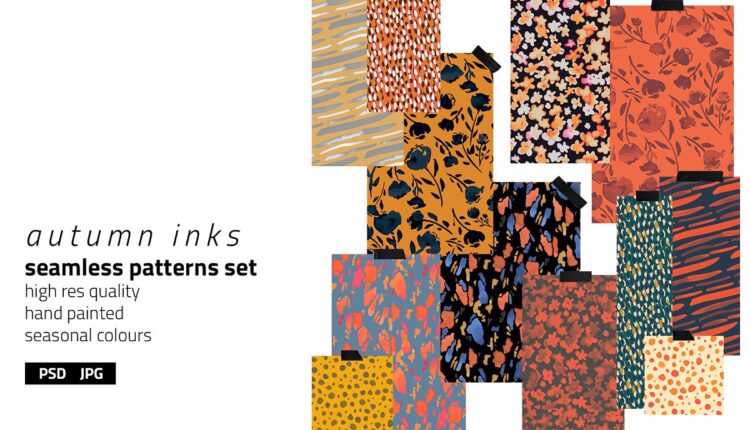 پترن های مرکبی پاییزی   Autumn Inks Pattern Set