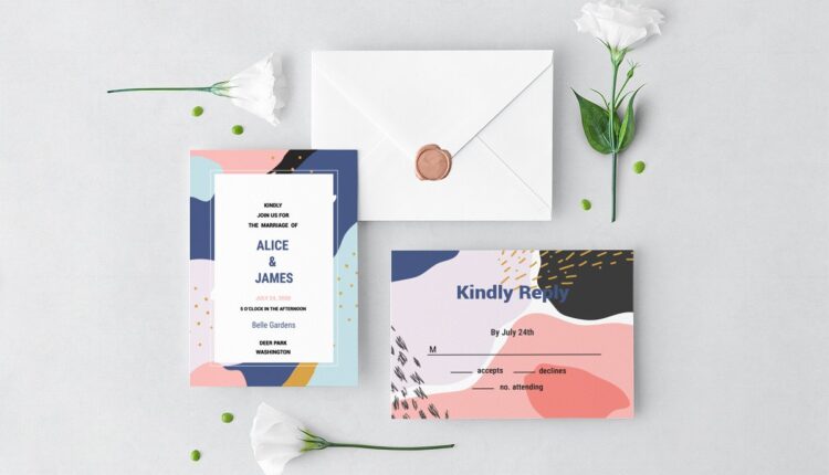 مجموعه فایل های طراحی انتزاعی ممفیس   Memphis Invitation Set