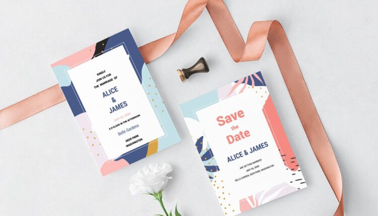 مجموعه فایل های طراحی انتزاعی ممفیس   Memphis Invitation Set