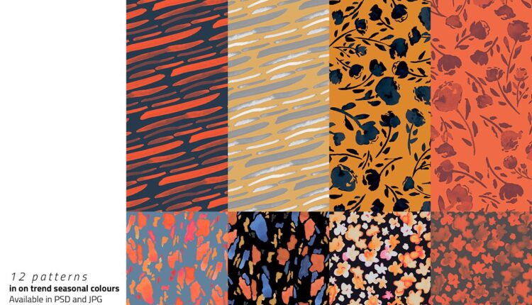 پترن های مرکبی پاییزی   Autumn Inks Pattern Set