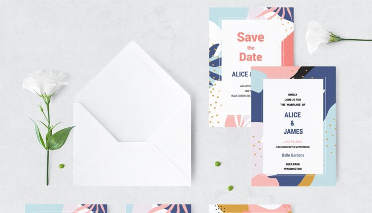 مجموعه فایل های طراحی انتزاعی ممفیس   Memphis Invitation Set