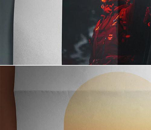 موکاپ پوستر تا خورده   A4 Flyer Poster Mockup