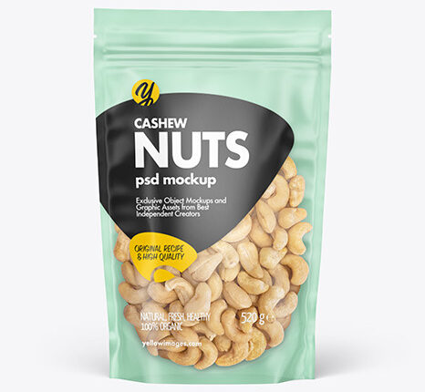 موکاپ بسته بندی بادام زمینی –  Frosted Pouch Mockup