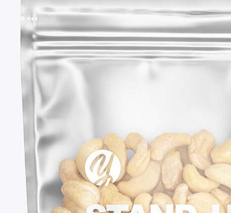 موکاپ بسته بندی بادام زمینی –  Frosted Pouch Mockup