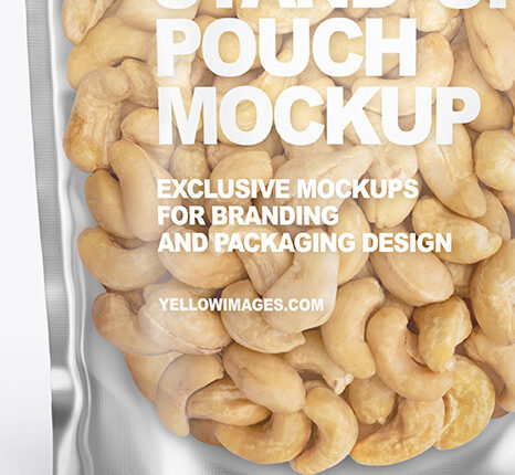 موکاپ بسته بندی بادام زمینی –  Frosted Pouch Mockup