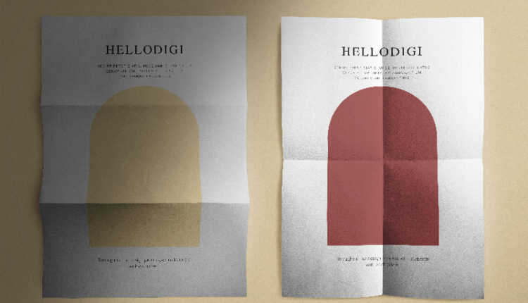 موکاپ پوستر تا خورده   A4 Flyer Poster Mockup