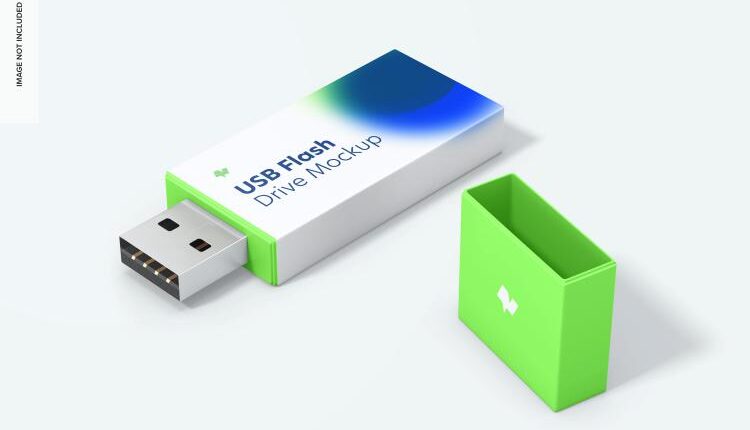 موکاپ فلش پلاستیکی   Plastic USB Flash Drive Mockup