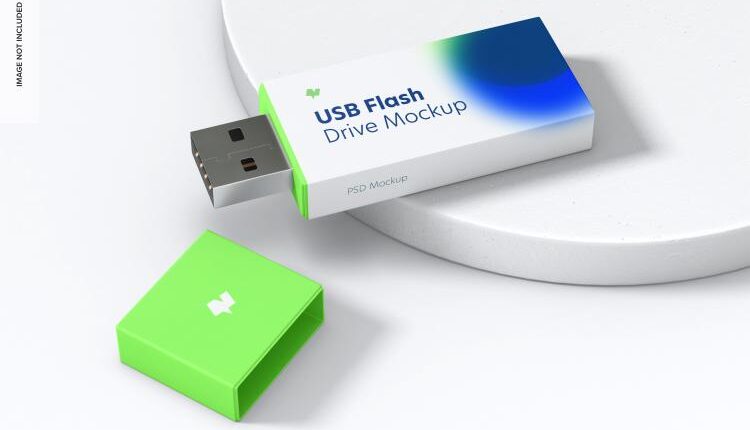 موکاپ فلش پلاستیکی   Plastic USB Flash Drive Mockup