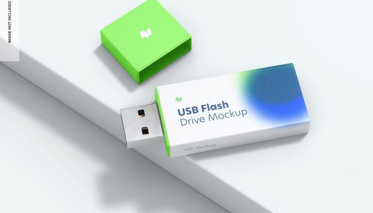 موکاپ فلش پلاستیکی   Plastic USB Flash Drive Mockup
