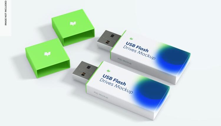 موکاپ فلش پلاستیکی   Plastic USB Flash Drive Mockup