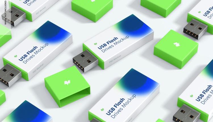 موکاپ فلش پلاستیکی   Plastic USB Flash Drive Mockup