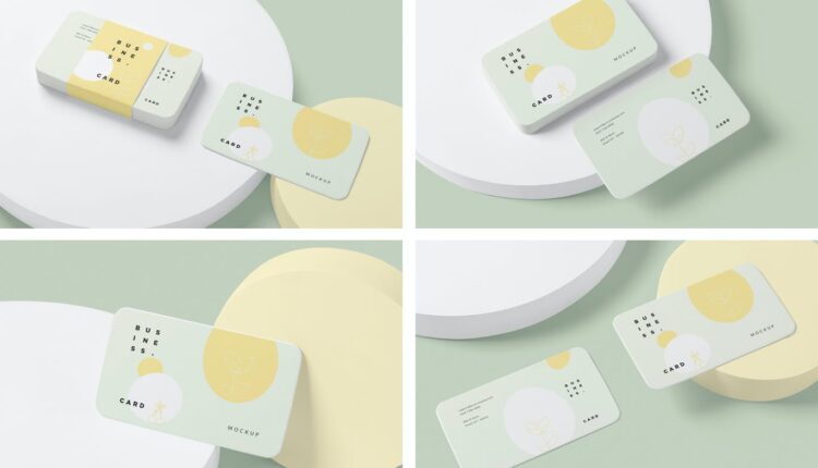 موکاپ کارت ویزیت کوچک دورگرد – Us Size Business Card