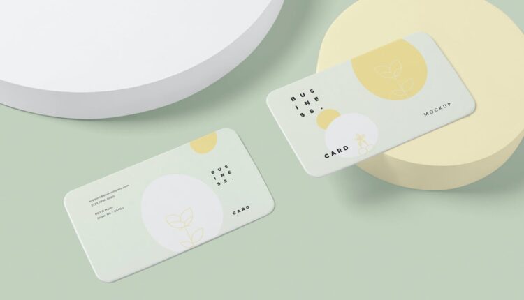 موکاپ کارت ویزیت کوچک دورگرد – Us Size Business Card