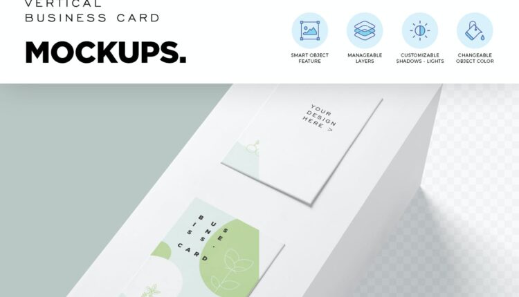 موکاپ کارت ویزیت عمودی –  Business Card Mockups