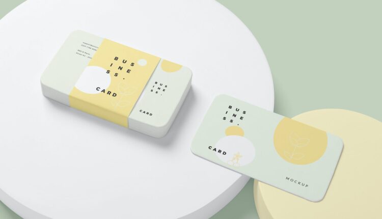 موکاپ کارت ویزیت کوچک دورگرد – Us Size Business Card