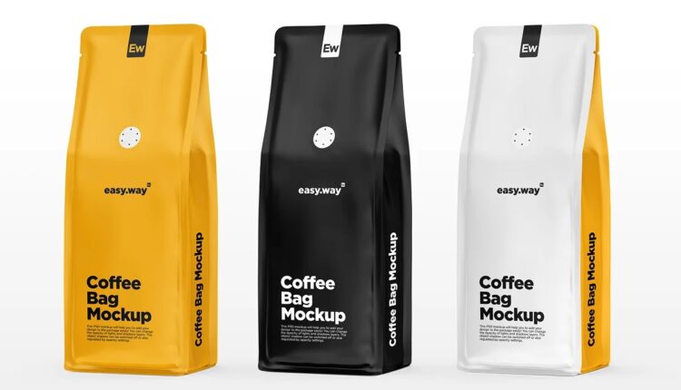 موکاپ بسته بندی سوپاپدار قهوه – Coffee Bag With Valve Mockup