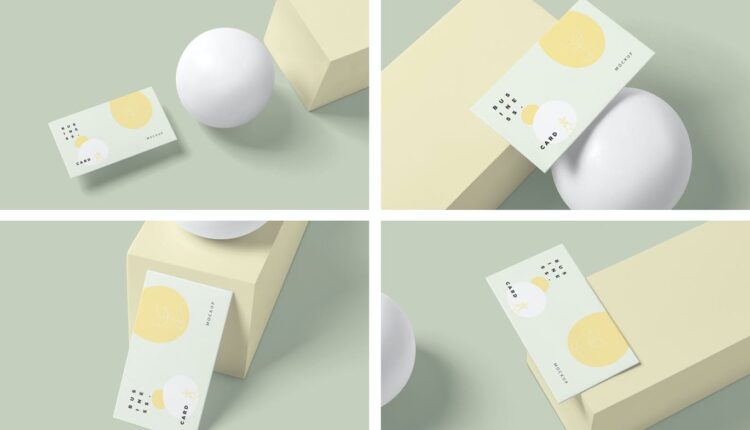 موکاپ کارت ویزیت در فضای سه بعدی   Business Card Mockups