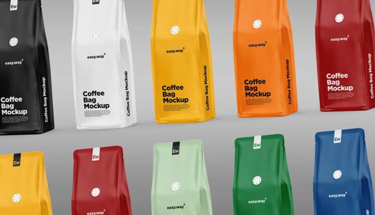 موکاپ بسته بندی سوپاپدار قهوه – Coffee Bag With Valve Mockup