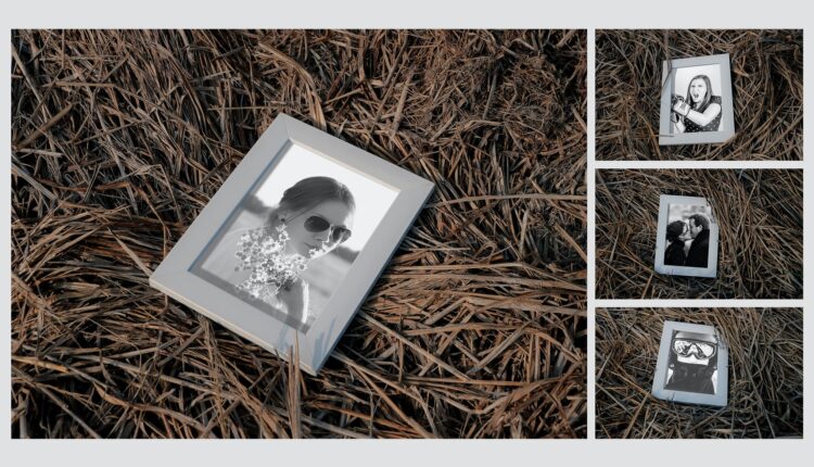 موکاپ قاب عکس در علفزار  – Photo Frame on Haistack Mockup
