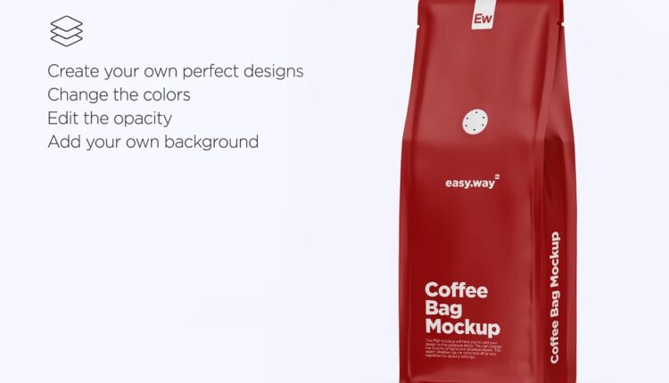 موکاپ بسته بندی سوپاپدار قهوه – Coffee Bag With Valve Mockup