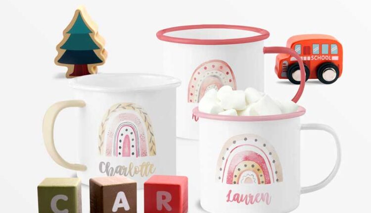 موکاپ ماگ سرامیکی – Enamel Mugs for Kids Mockups