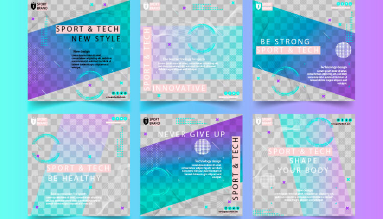 طرح لایه باز آماده پست اینستاگرام ورزشی  – Sport  Instagram Posts