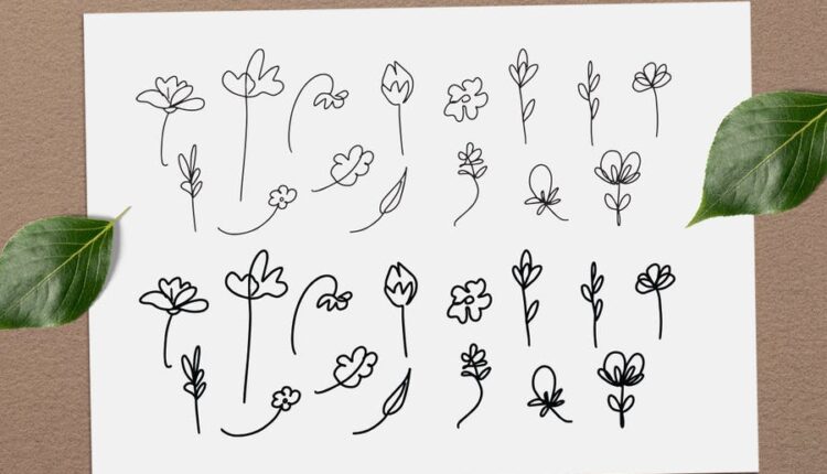 تصویرسازی گل های خطی و دستی – Monoline Flower Drawing