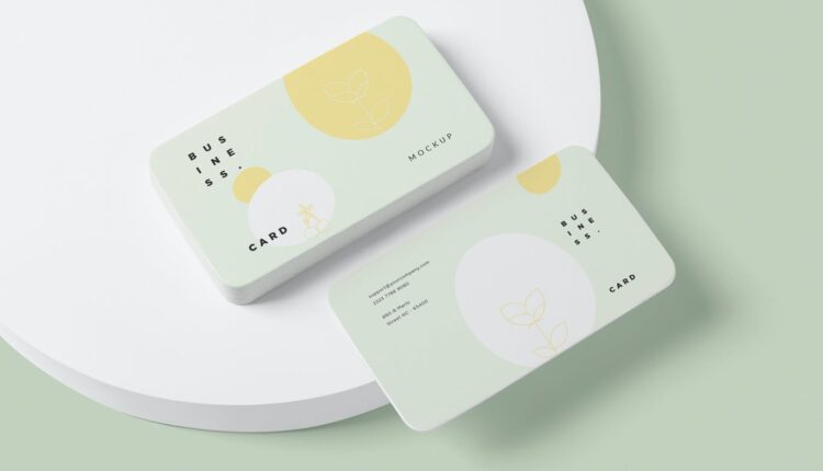 موکاپ کارت ویزیت کوچک دورگرد – Us Size Business Card