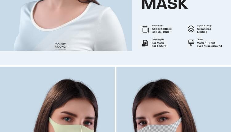 موکاپ ماسک پارچه ای  – Mockup Face Mask Design