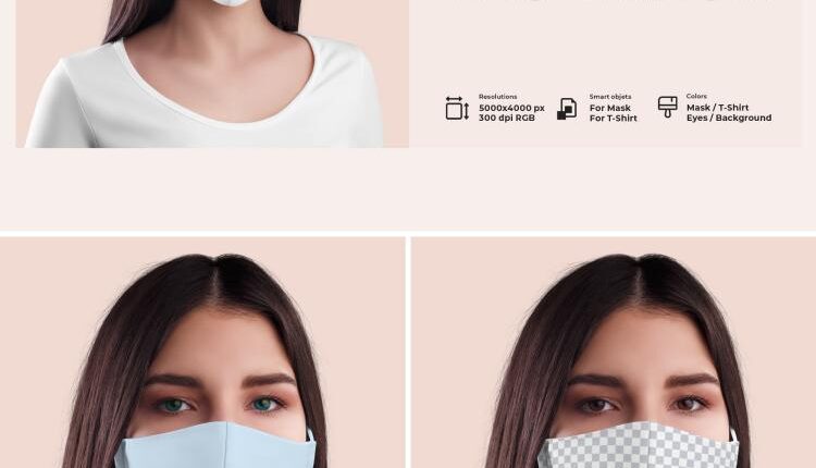 موکاپ ماسک پارچه ای  – Mockup Face Mask Design
