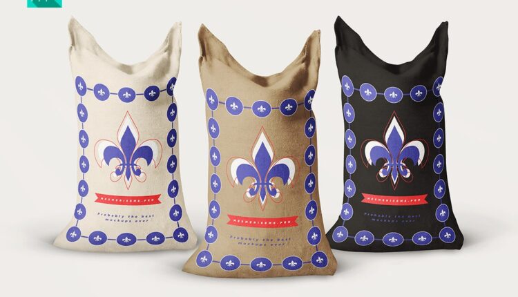 موکاپ گونی برنج با جنس کنفی – Gunny Bag Sack Mockup