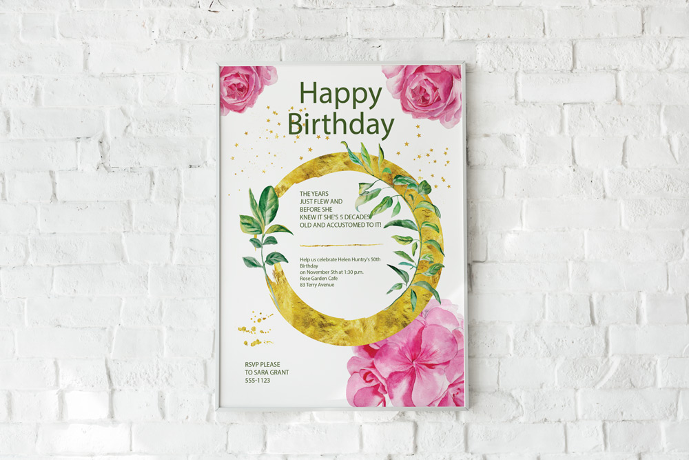 فایل آماده پوستر و کارت پستال تولد – Happy Birthday Invitation