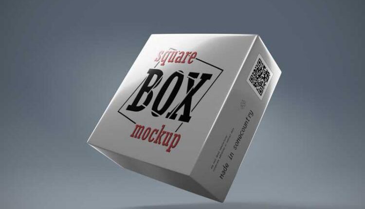 موکاپ جعبه متالایز نقره ای – Square Box Mockup Set
