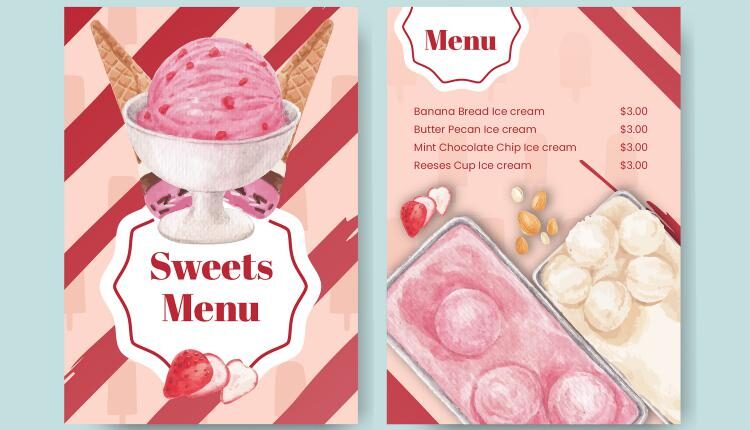 فایل آماده منو بستنی و آبمیوه فروشی – Menu Template Ice Cream